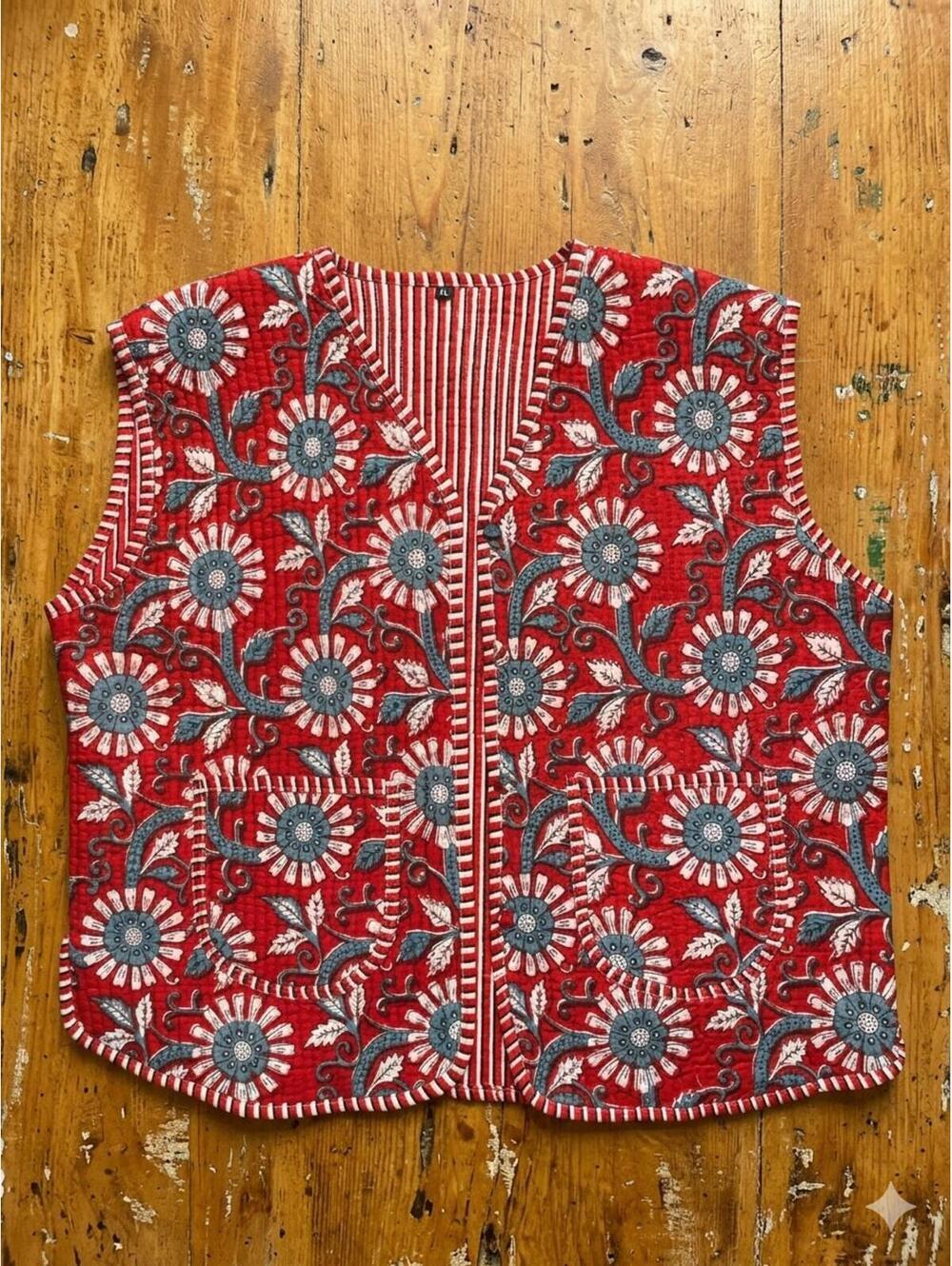 Boho Quilted Red Vest